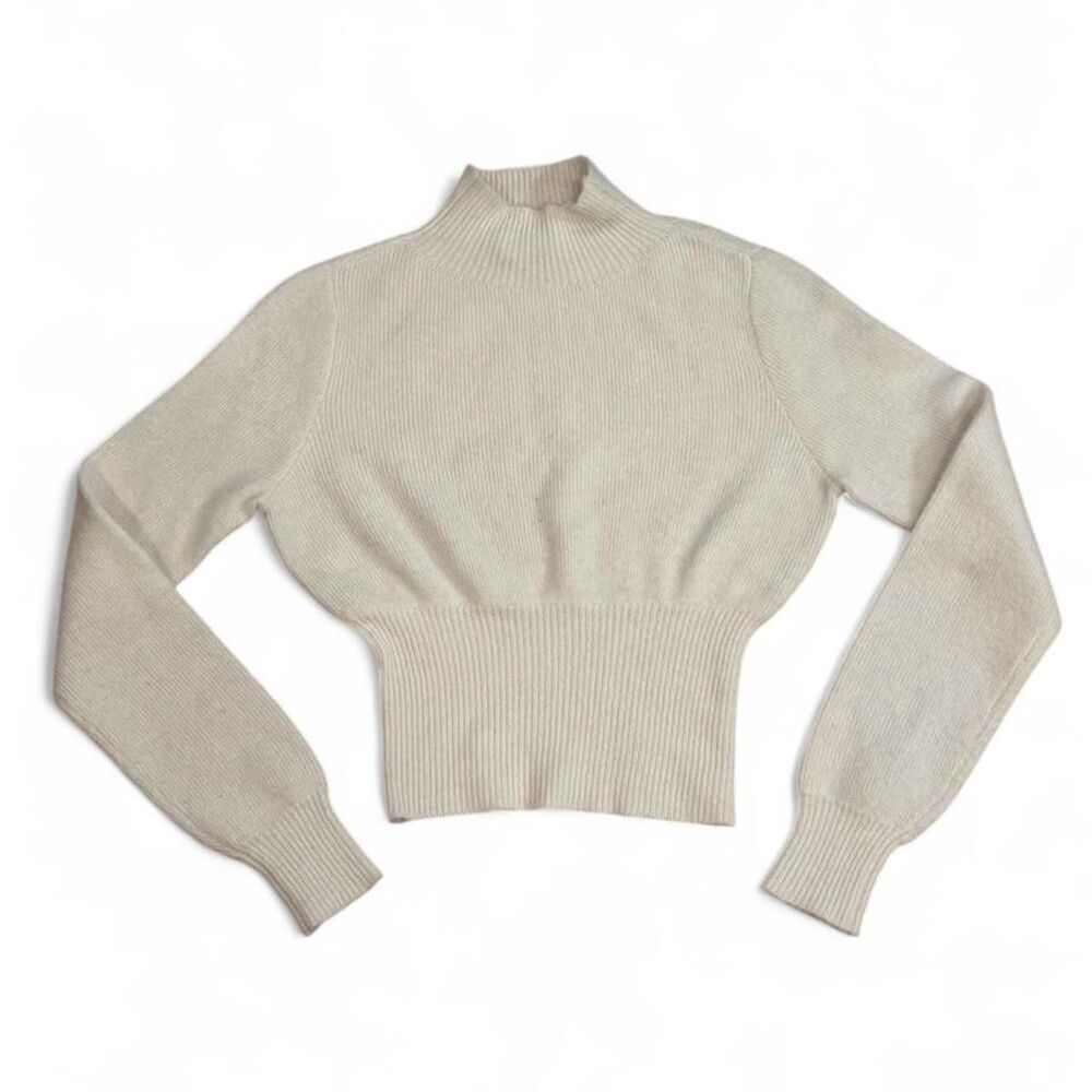 L’Academie Missie Mock Neck sweater in ivory, size XXS